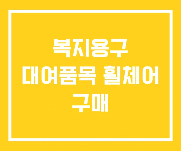 복지용구 대여품목 휠체어 구매