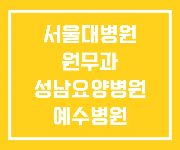 서울대병원 원무과 성남요양병원 예수병원