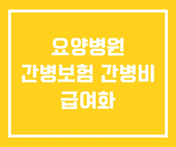요양병원 간병보험 간병비 급여화