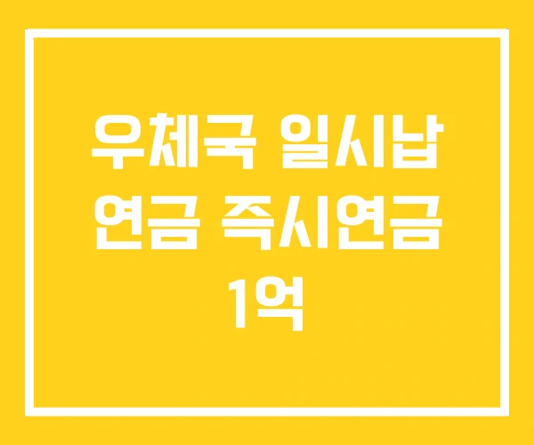 우체국 일시납 연금 즉시연금 1억