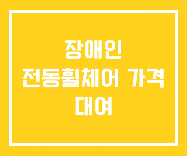장애인 전동휠체어 가격 대여