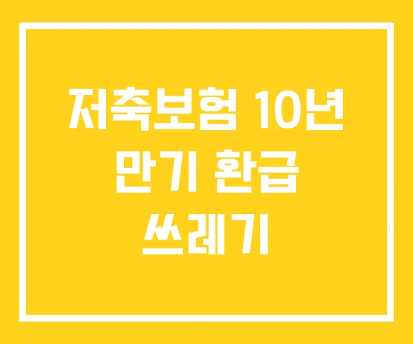 저축보험 10년 만기 환급 쓰레기 저축보험 10년 만기 환급 쓰레기