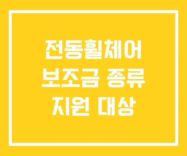 전동휠체어 보조금 종류 지원 대상