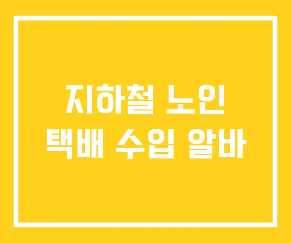 지하철 노인 택배 수입 알바 지하철 노인 택배 수입 알바