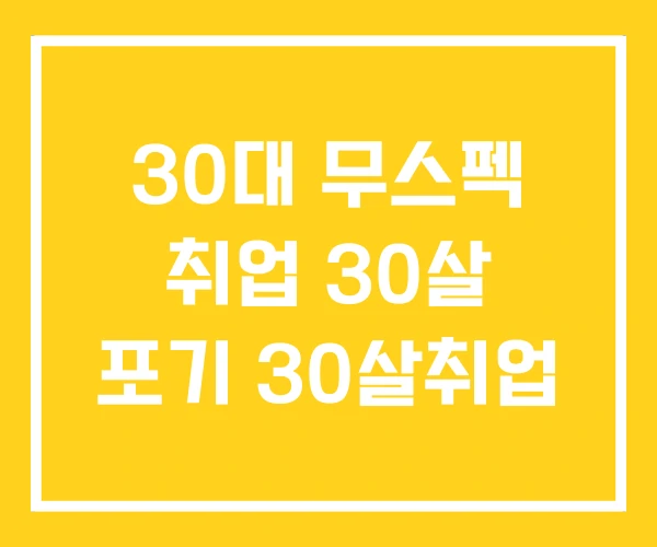 30대 무스펙 취업 30살 포기 30살취업