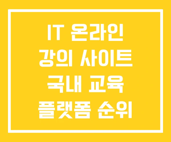 IT 온라인 강의 사이트 국내 교육 플랫폼 순위 IT교육 IT 온라인 강의 사이트 국내 교육 플랫폼 순위 IT교육
