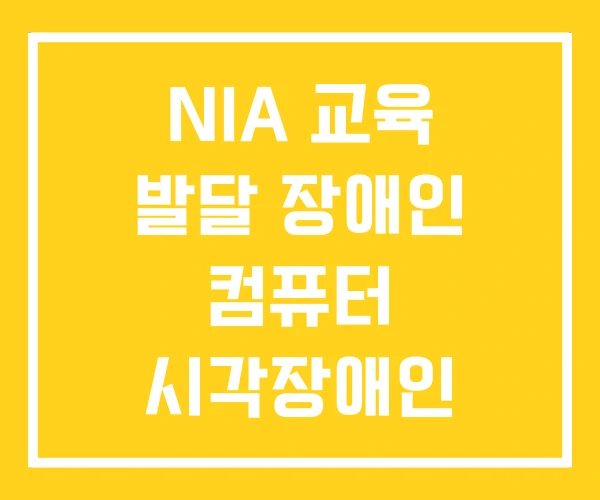 NIA 교육 발달 장애인 컴퓨터 시각장애인 정보화
