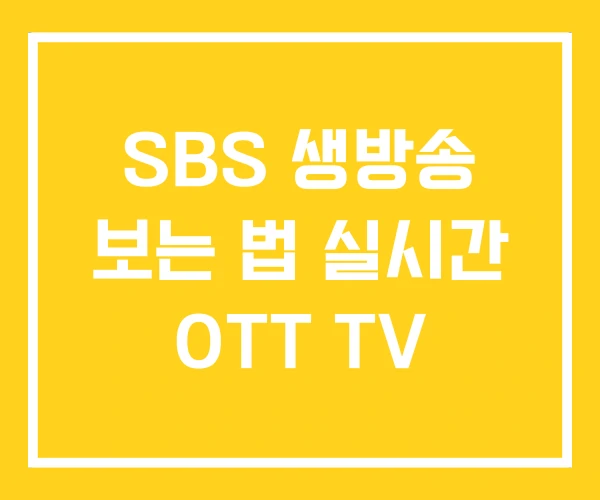 SBS 생방송 보는 법 실시간 OTT TV