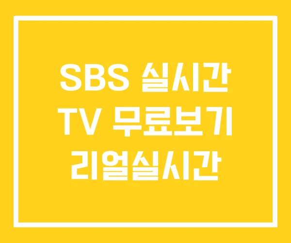 SBS 실시간 TV 무료보기 리얼실시간