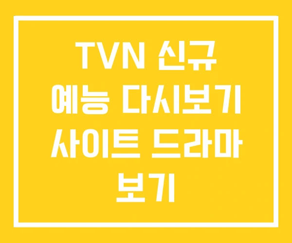 TVN 신규 예능 다시보기 사이트 드라마 보기