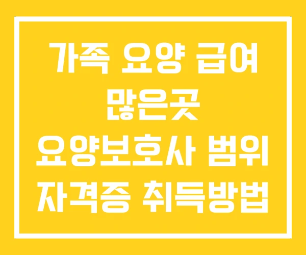 가족 요양 급여 많은곳 요양보호사 범위 자격증 취득방법