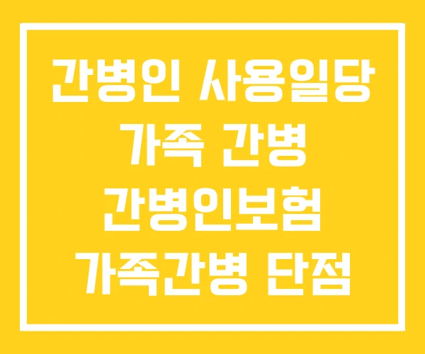 간병인 사용일당 가족 간병 간병인보험 가족간병 단점