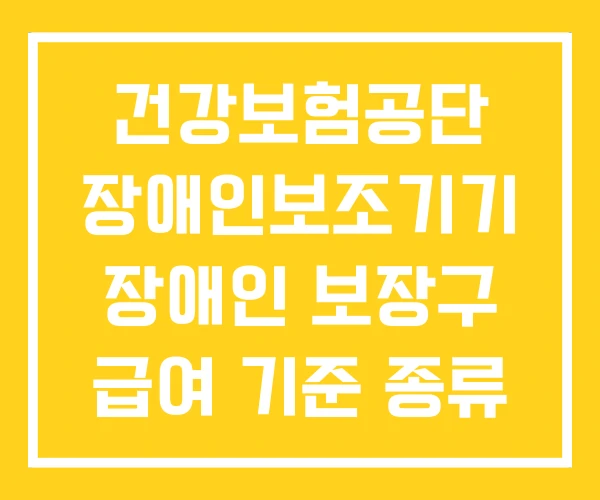건강보험공단 장애인보조기기 장애인 보장구 급여 기준 종류 건강보험공단 장애인보조기기 장애인 보장구 급여 기준 종류