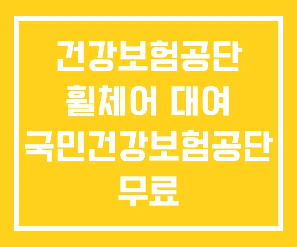 건강보험공단 휠체어 대여 국민건강보험공단 무료