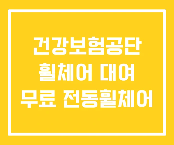 건강보험공단 휠체어 대여 무료 전동휠체어