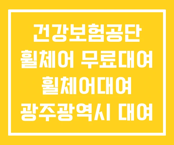 건강보험공단 휠체어 무료대여 휠체어대여 광주광역시 대여