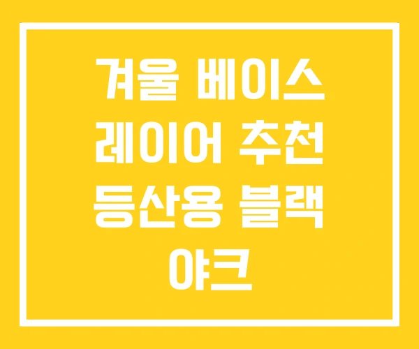 겨울 베이스 레이어 추천 등산용 블랙 야크