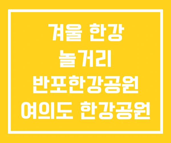 겨울 한강 놀거리 반포한강공원 여의도 한강공원