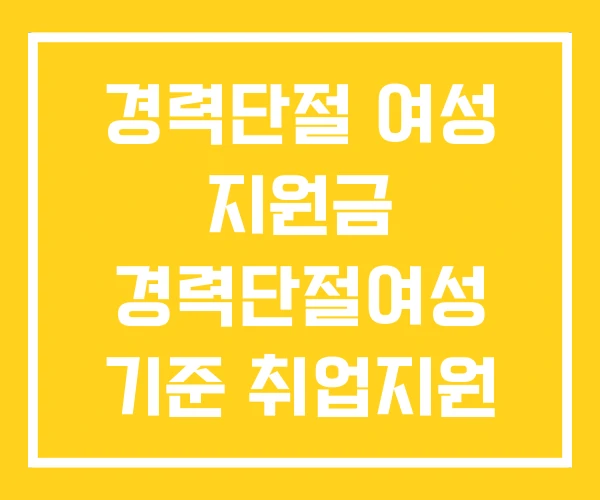 경력단절 여성 지원금 경력단절여성 기준 취업지원 프로그램