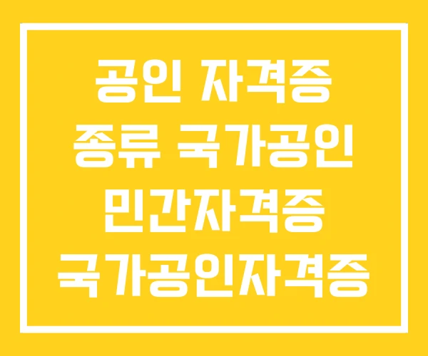 공인 자격증 종류 국가공인 민간자격증 국가공인자격증 공인 자격증 종류 국가공인 민간자격증 국가공인자격증
