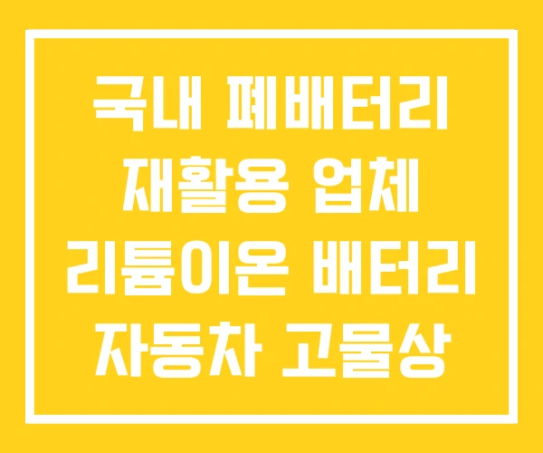 국내 폐배터리 재활용 업체 리튬이온 배터리 자동차 고물상 국내 폐배터리 재활용 업체 리튬이온 배터리 자동차 고물상