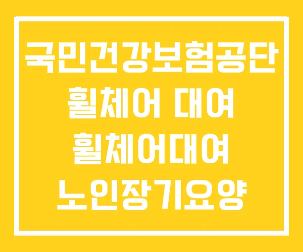 국민건강보험공단 휠체어 대여 휠체어대여 노인장기요양