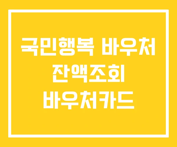 국민행복 바우처 잔액조회 바우처카드