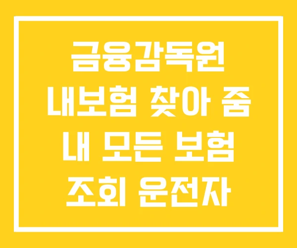 금융감독원 내보험 찾아 줌 내 모든 보험 조회 운전자 금융감독원 내보험 찾아 줌 내 모든 보험 조회 운전자