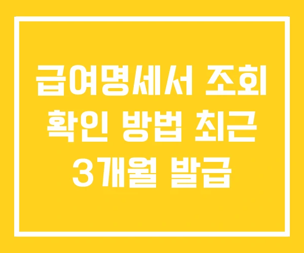 급여명세서 조회 확인 방법 최근 3개월 발급