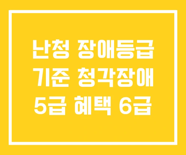 난청 장애등급 기준 청각장애 5급 혜택 6급 난청 장애등급 기준 청각장애 5급 혜택 6급