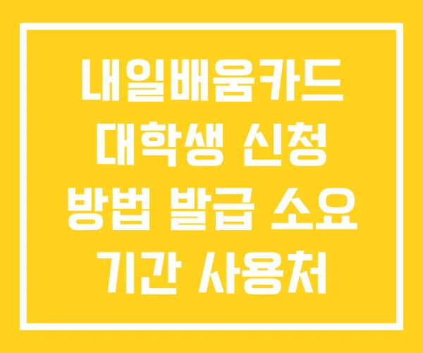 내일배움카드 대학생 신청 방법 발급 소요 기간 사용처 내일배움카드 대학생 신청 방법 발급 소요 기간 사용처