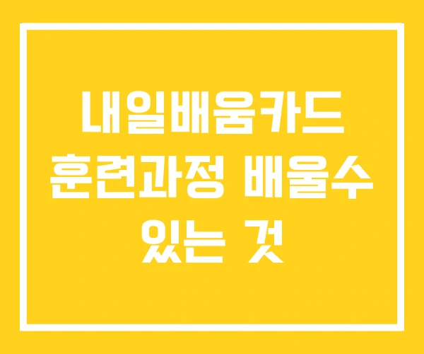 내일배움카드 훈련과정 배울수 있는 것