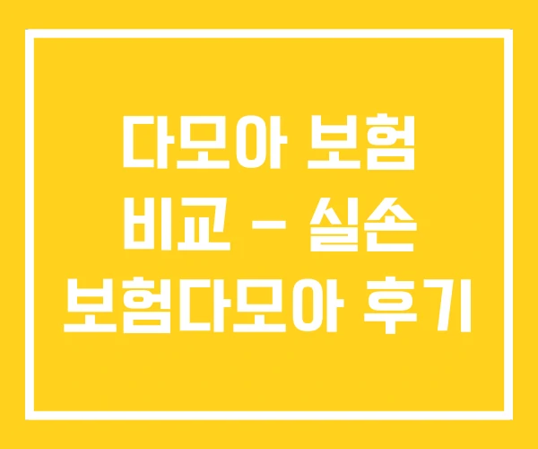 다모아 보험 비교 – 실손 보험다모아 후기