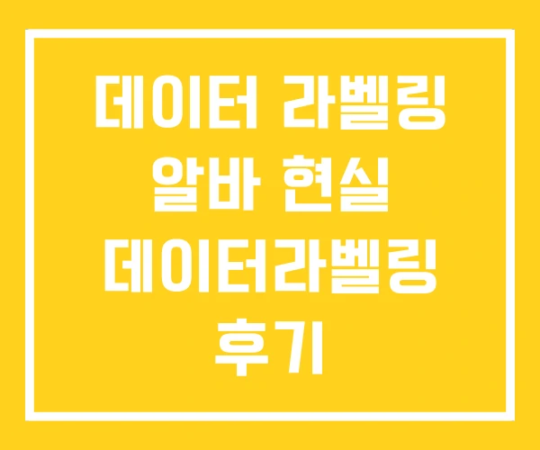 데이터 라벨링 알바 현실 데이터라벨링 후기 데이터 라벨링 알바 현실 데이터라벨링 후기