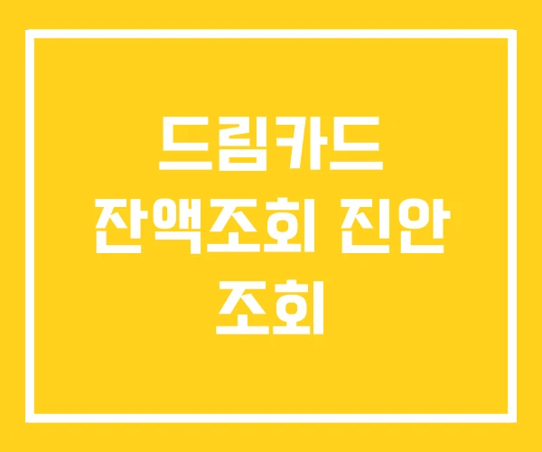 드림카드 잔액조회 진안 조회