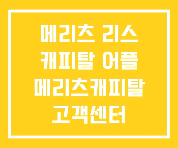메리츠 리스 캐피탈 어플 메리츠캐피탈 고객센터