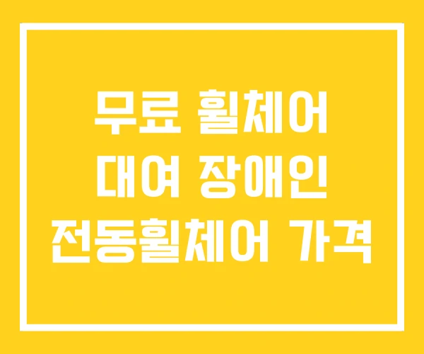 무료 휠체어 대여 장애인 전동휠체어 가격