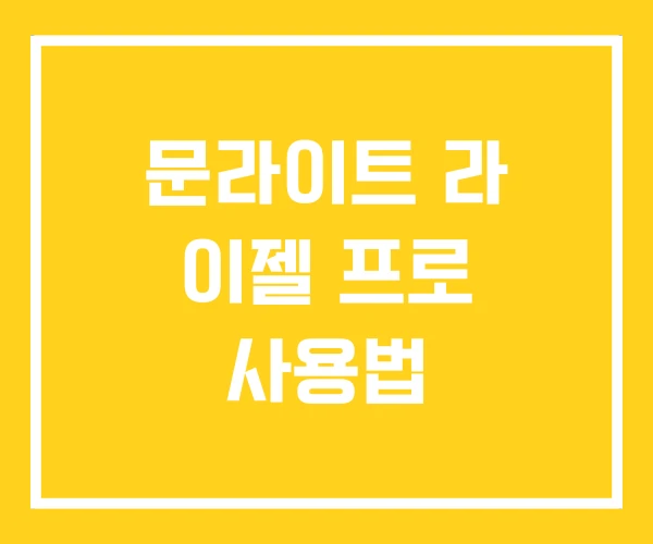문라이트 라 이젤 프로 사용법 문라이트 라 이젤 프로 사용법