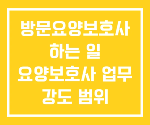 방문요양보호사 하는 일 요양보호사 업무 강도 범위 방문요양보호사 하는 일 요양보호사 업무 강도 범위