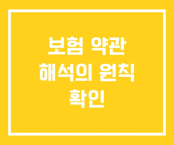 보험 약관 해석의 원칙 확인 보험 약관 해석의 원칙 확인