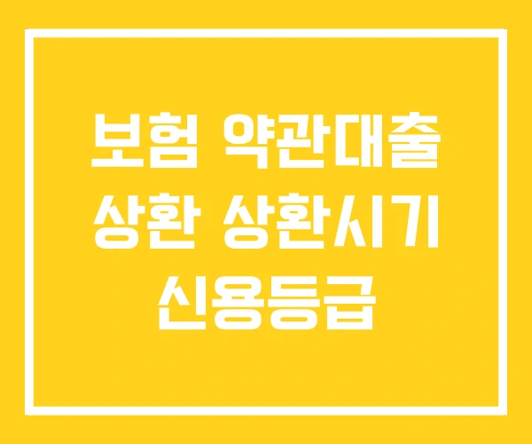 보험 약관대출 상환 상환시기 신용등급 보험 약관대출 상환 상환시기 신용등급