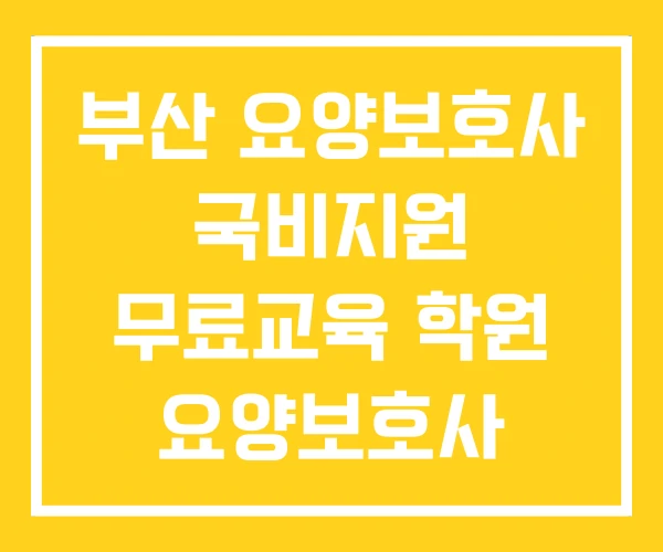 부산 요양보호사 국비지원 무료교육 학원 요양보호사 교육원