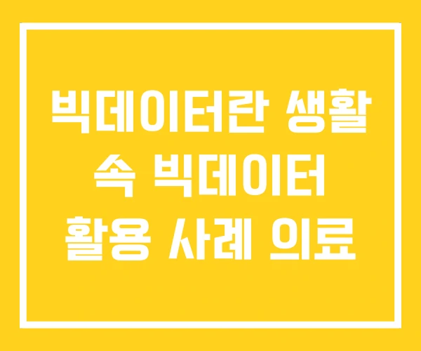 빅데이터란 생활 속 빅데이터 활용 사례 의료 빅데이터란 생활 속 빅데이터 활용 사례 의료