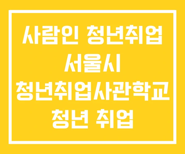사람인 청년취업 서울시 청년취업사관학교 청년 취업