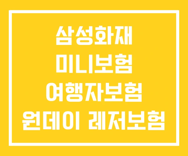 삼성화재 미니보험 여행자보험 원데이 레저보험