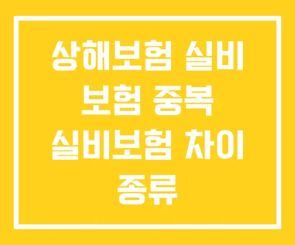 상해보험 실비 보험 중복 실비보험 차이 종류