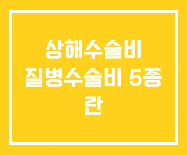 상해수술비 질병수술비 5종 란 상해수술비 질병수술비 5종 란