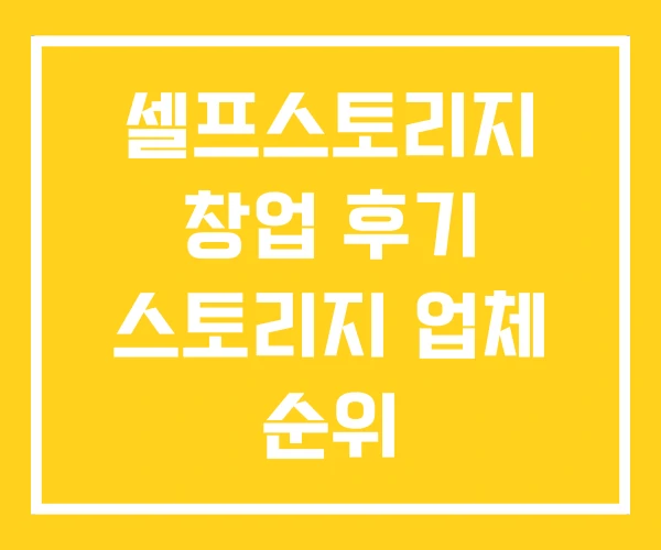 셀프스토리지 창업 후기 스토리지 업체 순위 셀프스토리지 창업 후기 스토리지 업체 순위
