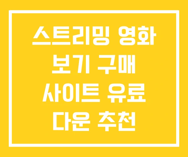 스트리밍 영화 보기 구매 사이트 유료 다운 추천