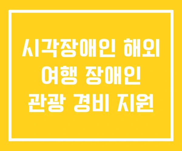 시각장애인 해외 여행 장애인 관광 경비 지원